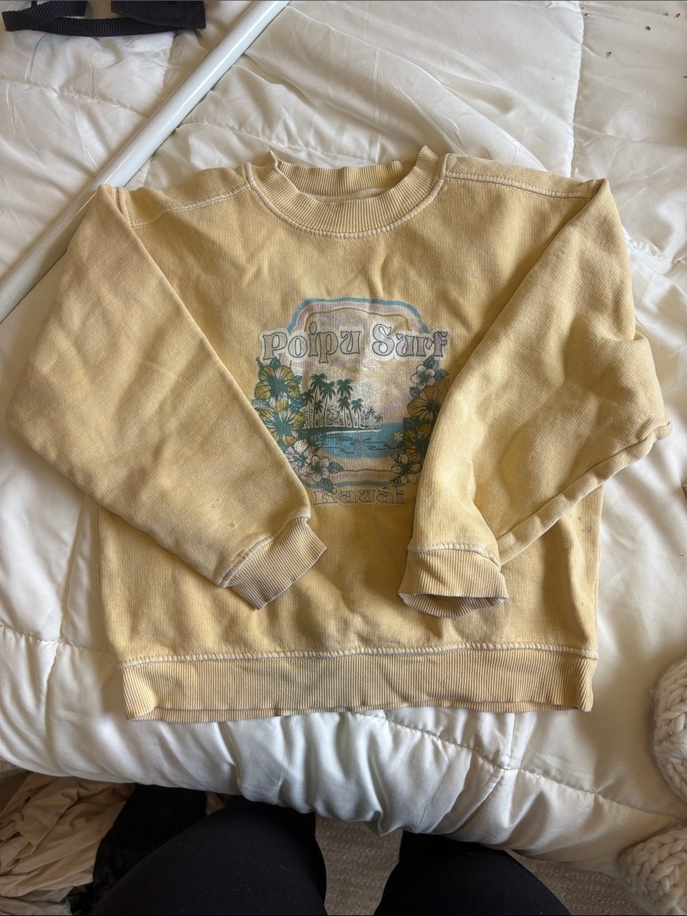 Blue 84 Yellow Crewneck Sweatshirt with Faded Graphic
